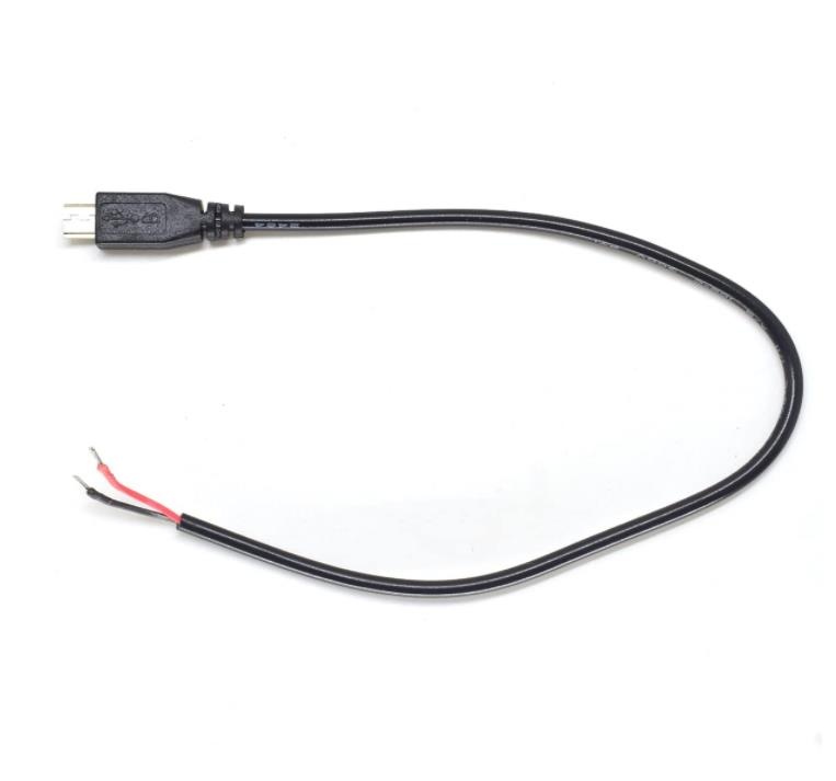 Micro USB Male Plug Cable 12inch 30cm 5V 3A 22AWG 2 Wires Power Pigtail