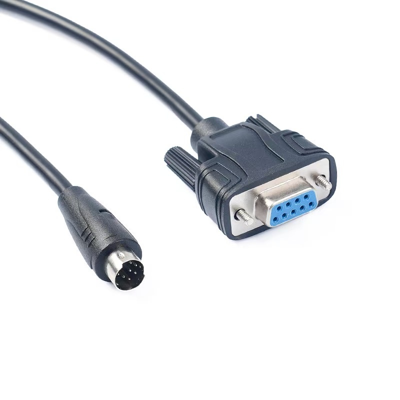 8P Mini Din Male to Female DB9 RS232 PLC Programming Adapter Cable 3Ft