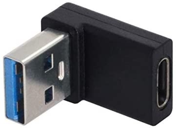 USB-C Type C Female 90 Degree Up Angled to USB 3.0 A Male Data Adapter ...
