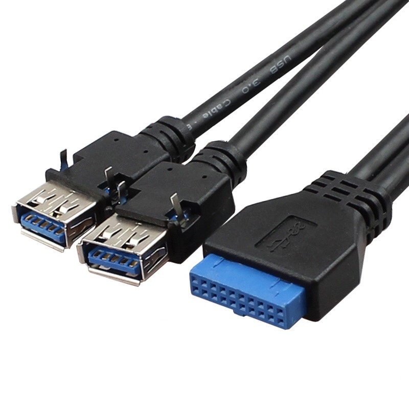 20pin female to Double USB 3.0 A female with panel mount screw cable