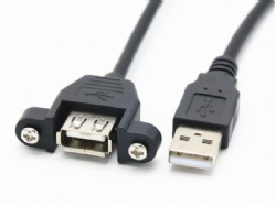 480mbps USB 2.0 A male to USB 2.0 A female with panel mount screw cable