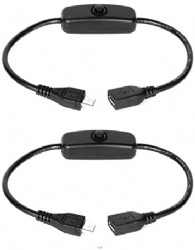 Micro USB Female to Male Cable Raspberry Pi 3,Pi 2,B+,Zero W Power Switch Cord