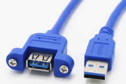 30cm USB 3.0 A male to USB 3.0 A female with panel mount screw cable 5Gbps
