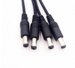 DC5.5*2.1MM Male to 4*DC5.5*2.1MM Female Y Splitter cable 30cm black color