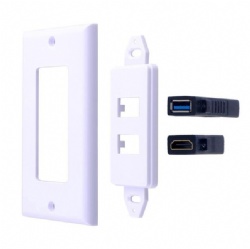HDMI and USB 3.0 Wall Plate HDMI Wall Charger Outlet Mount Socket Face Plate Panel Cover,White