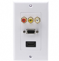 TV AV Outlet Audio Video Wall Plate Face Cover Plate Panel(1 Hdtv+ 3 RCA + 1 Vga)-white