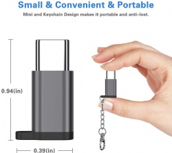 Aluminum USB Type C Adapter Convert Connector with Keychain Charger Compatible Samsung Galaxy S10 S9 S8 Plus Note 9 8