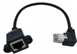Angle RJ45 Mlae to RJ45 Female with panel mount screw cable