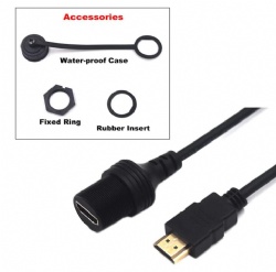 HDMI Male to Female Flush Panel Mount Extension HD Cord for Car Truck Boat Motorcycle Dashboard