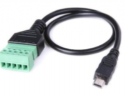 12 Inch Mini USB Male to 5 Pin Screw Terminal Female Adapter Connector Converter Extension Shield Cable Cord