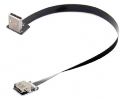 Up Angled USB 2.0 Type-A Male to Female Extension Data Flat Slim FPC Cable for FPV & Disk & Scanner & Printer 200CM