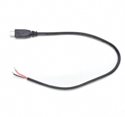 Micro USB Male Plug Cable 12inch 30cm 5V 3A 22AWG 2 Wires Power Pigtail Cable Cord DIY Black, 1 feet