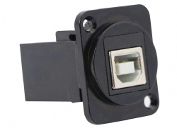 Black color USB B to A  Panel Mount Connector Solderless Socket Female to Female Converter Data Transfer Connectors