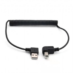 angle USB 2.0 A male to USB 2.0 B male printer spring cable