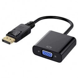 Gold-Plated Display Port to VGA Adapter (Male to Female) Compatible with Computer, Desktop, Laptop, PC, Monitor, Projector, HDTV - Black
