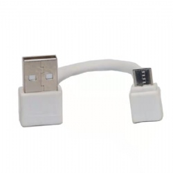 white color short angle micro usb 5pin male to USB 2.0 A male data transfe power charge cable