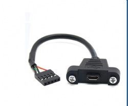 PH2.0 2.54mm male to Micro usb 5pin female with panel mount screw cable 30cm black color top quality