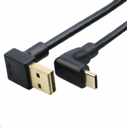 Double Side Angle USB 2.0 A male to 90 degree USB C power charge data transfer cable