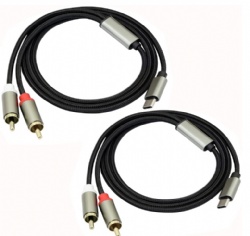 Type C to Dual Male RCA Stereo Audio Adapter Cord for Smartphone Home Theater Amplifier DVD
