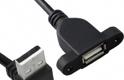 up/down/left/right angle USB 2.0 A male to USB 2.0 A female with panel mount screw cable 30cm