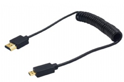Extreme Slim/Thin Micro HDMI Male to HDMI Male Coiled Cable for 1080P, 4K, 3D, and Audio Return Channel