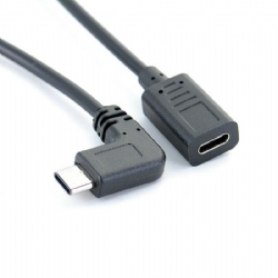 angle usb type c male to usb c female cable 50cm black color