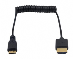 Ultra-Thin HDMI Male to Mini HDMI Male Coiled Cable Support 4K Ultra HD, 1080p, 3D,for Projector, Monitor, Camcorder(HDMI 2.0) (1.2M/4FT)