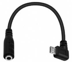 Right Angled Micro USB Male to 4 Pole 3.5mm Female Cable Cord for Active Clip Mic Microphone Convert Adapter. 6Inch/15cm