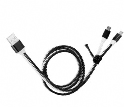 3FT 2 in 1 Fast Charger Micro USB Zipper Cable
