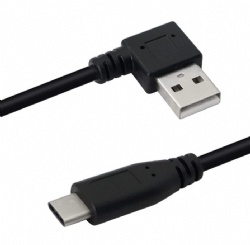 Right Angle USB 2.0 Type-A  Male to USB 3.1 Type-C  Male Fast Charge and Data Sync Cable 25cm