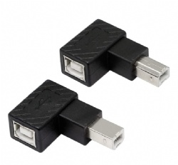 90-degree USB-B male to female adapters