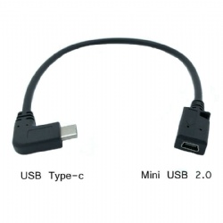 30cm right angle usb type c male to mini usb 5pin female otg cable