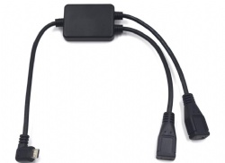2 Ports Micro USB Hub 1 Male to 2 Female Extension Splitter Y Type Cable (Right Angle)