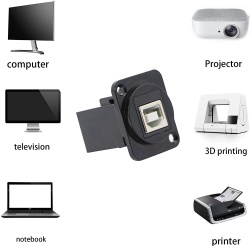 USB B to A D Panel Mount Connector