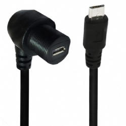 up/down/left/right angle micro usb 5pin male to micro usb 5pin female panel mount screw cable 30cm black color top quality