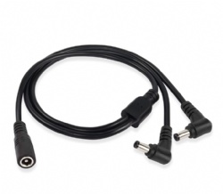 Right Angle DC Power Splitter Cable 1 Female to 2 Male 5.5mm x 2.1mm Y Splitter Adapter Wire
