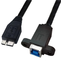 30cm Micro usb 3.0 B male to USB 3.0 B female with panel mount screw cable 5Gbps Cabletolink factory