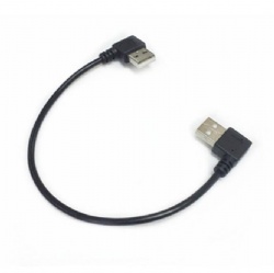 25cm Black color L shape USB 2.0 A male to USB 2.0 A male data transfer power charge cable