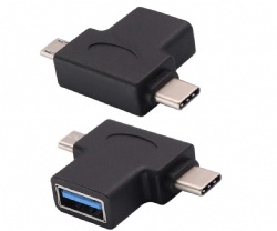 USB 3.0 A Female to Micro USB + Type C 2.0 Male Converter (On The Go) for Android Smartphones