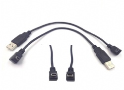 Black color 8 inch USB 2.0 Male to Mini USB 90 Degree Angled Male Charging Cable Cord - Black (Up/Down)