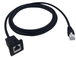 RJ45 Male to Female LAN Ethernet Network Cat 5e Panel Mount Cable (Black)(2m)