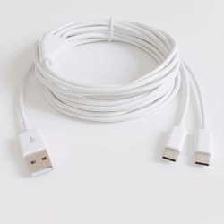 USB 2.0 A male to 2*USB C male power charge cable long 3m 24AWG Cabletolink factory