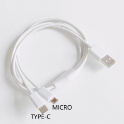 1M/3FT USB 2.0 A male to USB C male/Micro usb 5pin male Splitter power charge cable black/white color