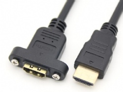 HDMI 2.0v 60hz A male to A female with panel mount screw cable 30cm black color