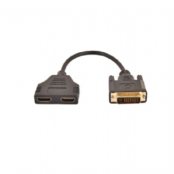 DVI 24+5 Male to Double HDMI A female Y splitter cable