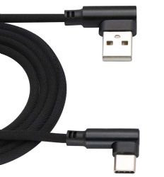 3 Ft 90 Degree Type C Cable Right Angle USB 2.0 Type C Male 2.4A Nylon-Braided Fast Sync & Charging Cord for Android