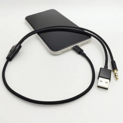 2 in 1 Lightning to 3.5mm Nylon Braided Aux Cord