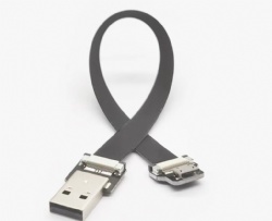 FPC Cable Micro USB 90 Degree Angled up to Standard USB A for Synchronizing and Charging Black