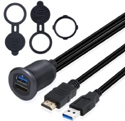 USB Type C 3.0 and USB 3.0 Male to Female Flush Mount Cable Waterproof Kit Accessories Car