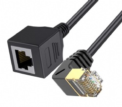 90 Degree Downward Angle RJ45 Male to RJ45 Female Extender Adapter 10 Gigabit Shield Network Cord